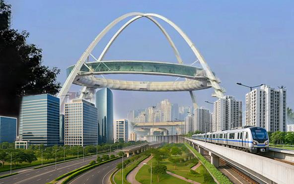Biswa Bangla Gate and skyline in New Town, Kolkata