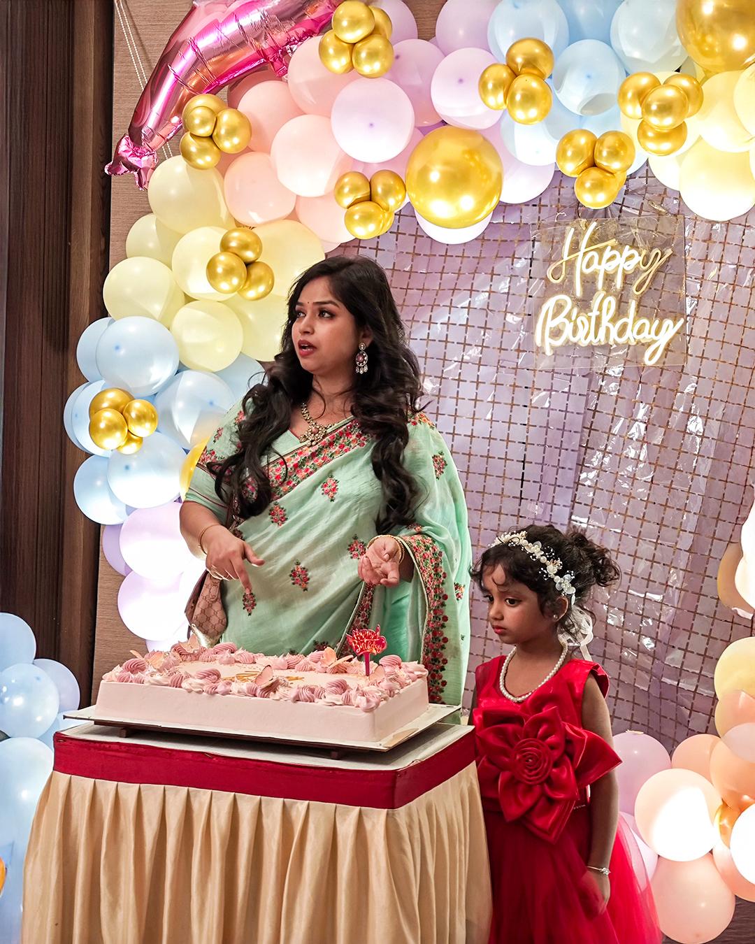 Birthday event catering with guests and styled service setup