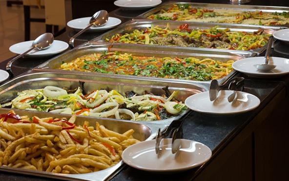 Guests enjoying catering buffet service