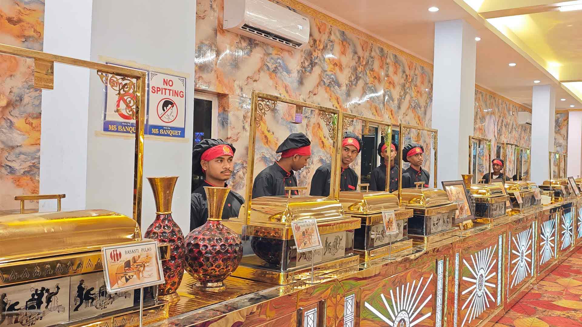 Premium service counters and catering team in action