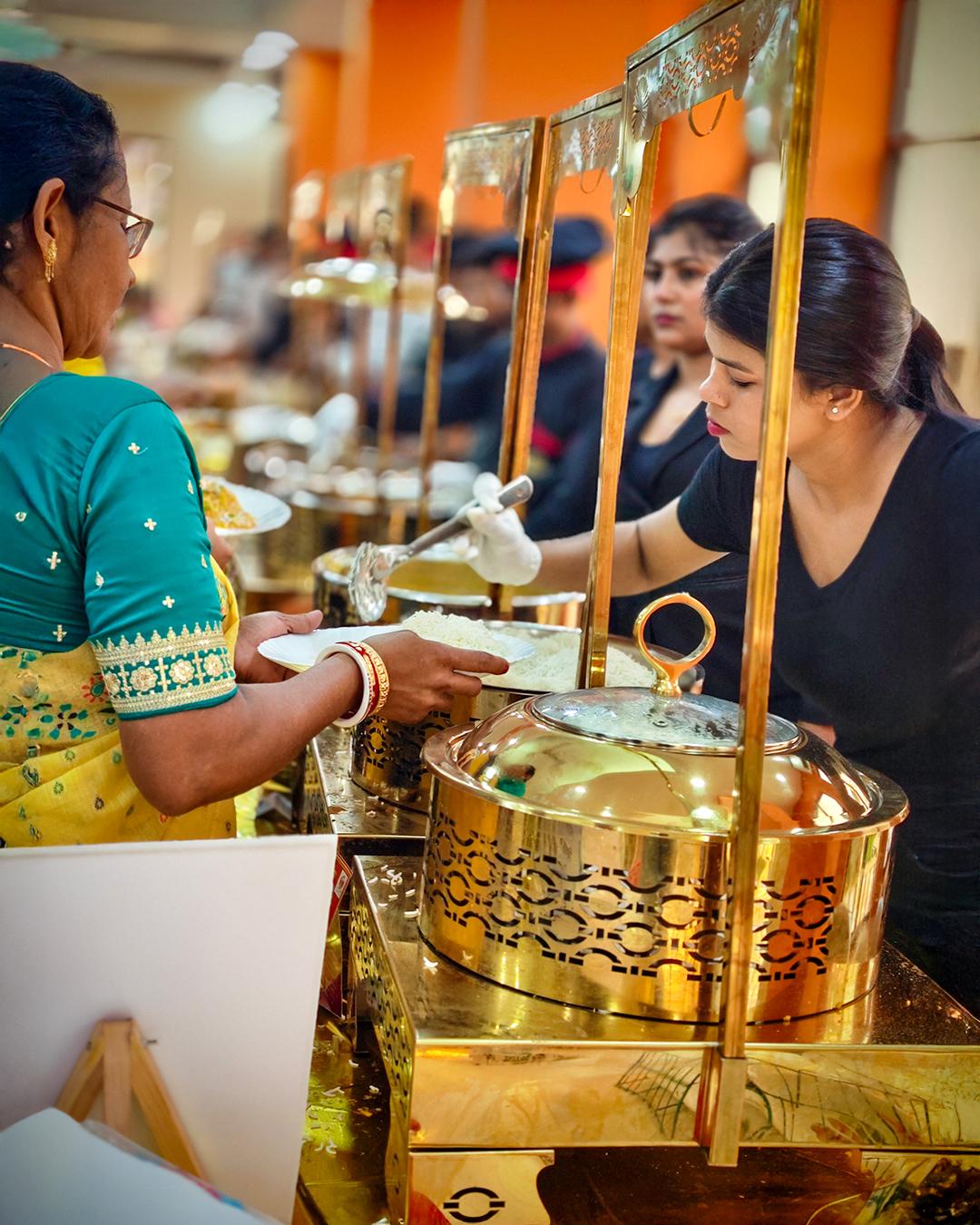 Baby shower catering spread with family gathering